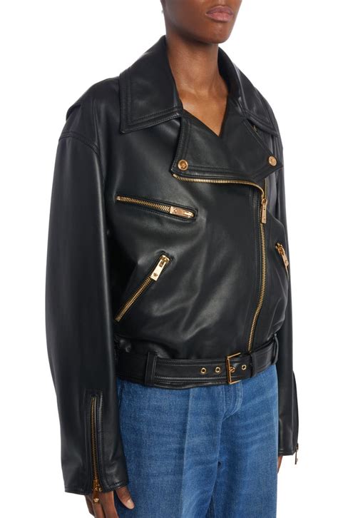 Versace Lambskin Leather Biker Jacket 